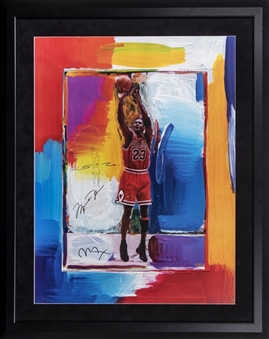 Michael Jordan "Farewell Shot" 26 x 33 Lithograph With Michael Jordan & Peter Max Signatures and Original Hand Drawn Remarque by Peter Max (PSA/DNA & UDA)